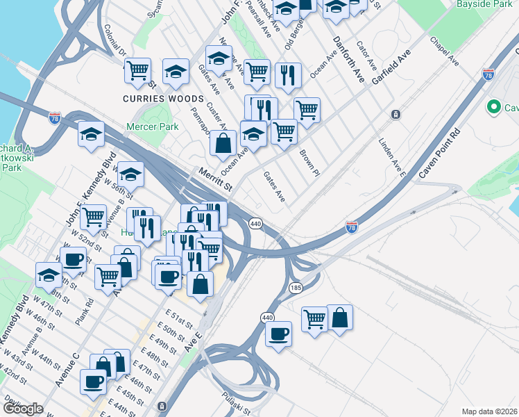 map of restaurants, bars, coffee shops, grocery stores, and more near 7 Catherine Court in Jersey City
