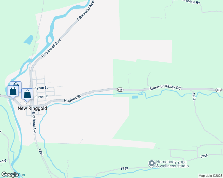 map of restaurants, bars, coffee shops, grocery stores, and more near Summer Valley Road in New Ringgold