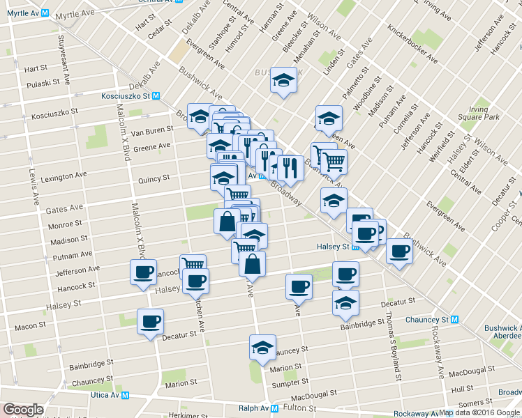 map of restaurants, bars, coffee shops, grocery stores, and more near in Brooklyn