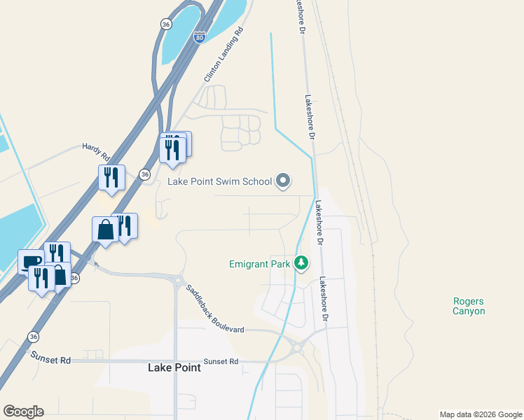 map of restaurants, bars, coffee shops, grocery stores, and more near 1991 E Burger St in Lake Point