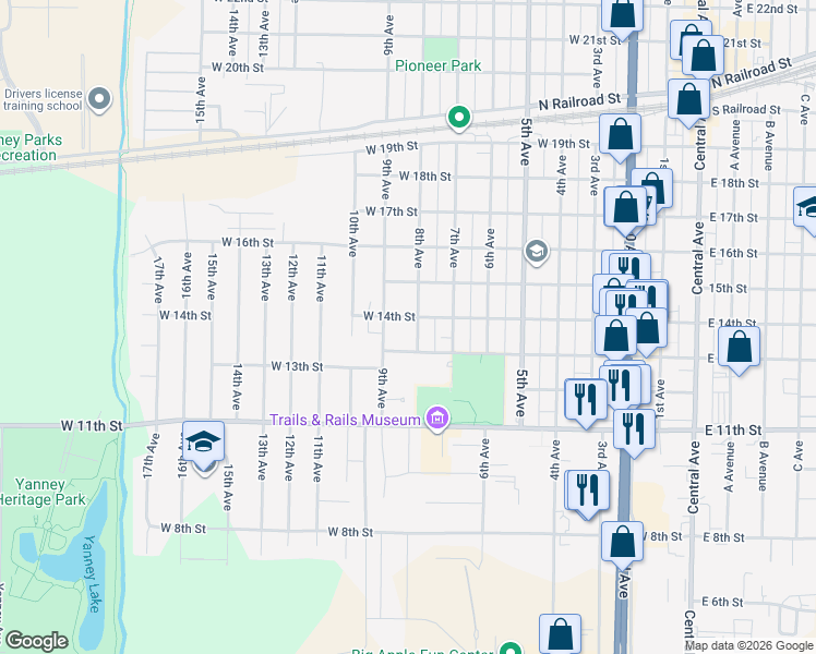 map of restaurants, bars, coffee shops, grocery stores, and more near 1300-1398 8th Avenue in Kearney
