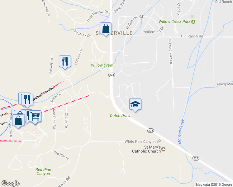 map of restaurants, bars, coffee shops, grocery stores, and more near 3941 Village Round Drive in Park City
