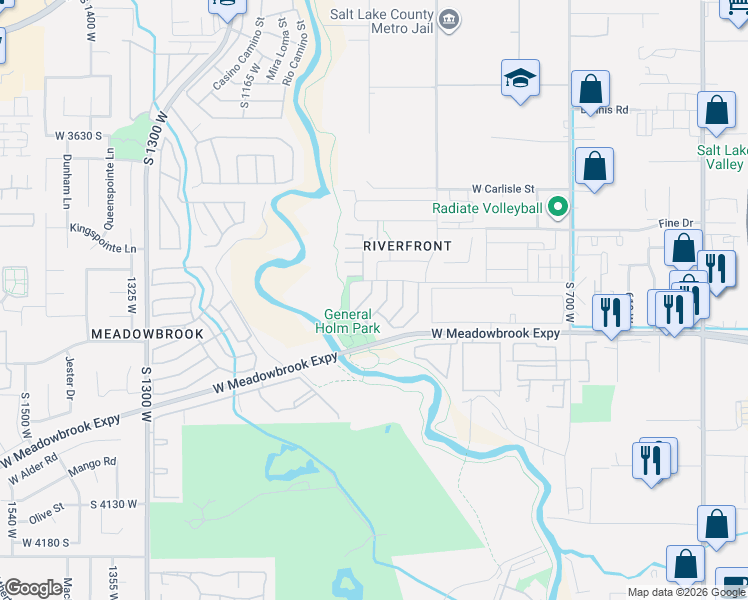 map of restaurants, bars, coffee shops, grocery stores, and more near 975 West Little River Way in South Salt Lake