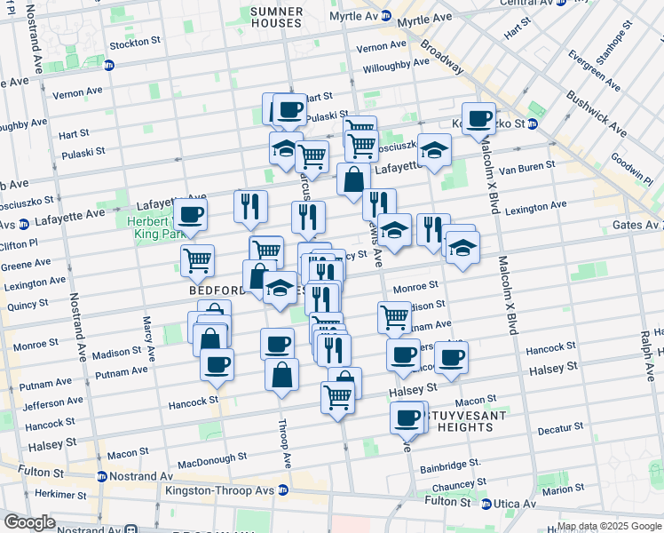 map of restaurants, bars, coffee shops, grocery stores, and more near in Brooklyn