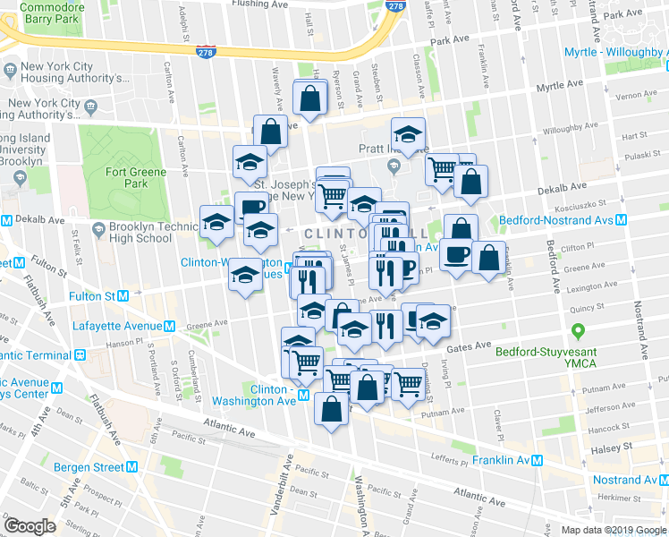 map of restaurants, bars, coffee shops, grocery stores, and more near in Brooklyn