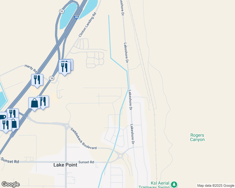 map of restaurants, bars, coffee shops, grocery stores, and more near 2065 E Burger St in Lake Point