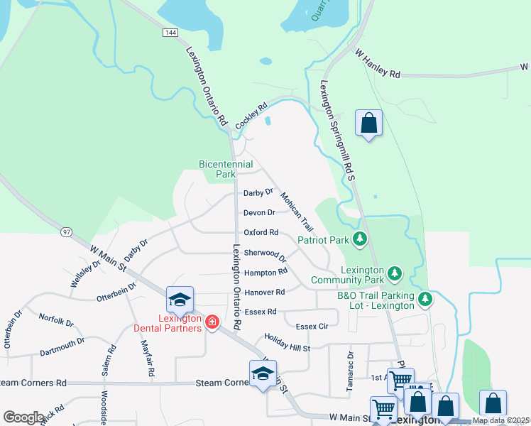 map of restaurants, bars, coffee shops, grocery stores, and more near 40 Devon Drive in Mansfield