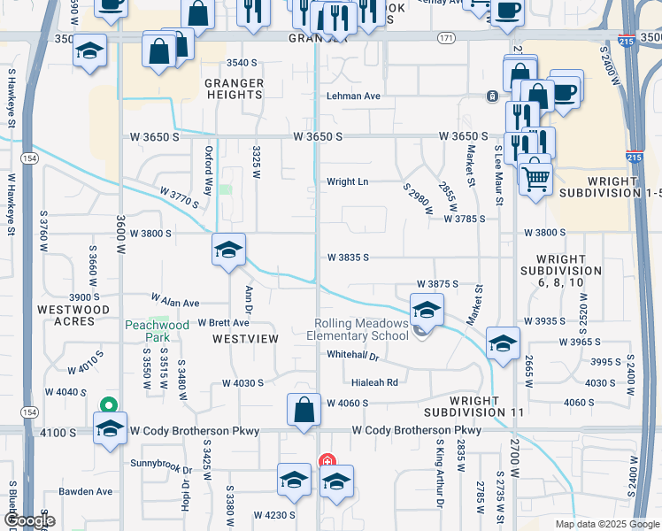 map of restaurants, bars, coffee shops, grocery stores, and more near in West Valley City