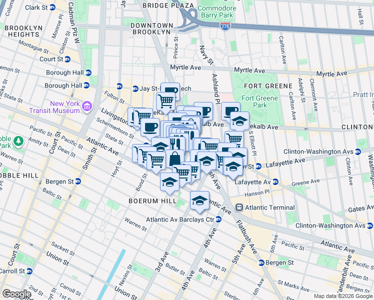 map of restaurants, bars, coffee shops, grocery stores, and more near in Brooklyn