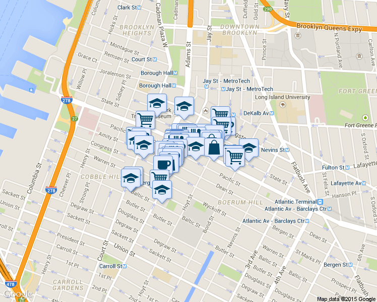 map of restaurants, bars, coffee shops, grocery stores, and more near 314 Pacific Street in Brooklyn