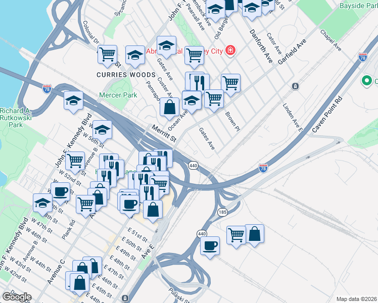 map of restaurants, bars, coffee shops, grocery stores, and more near 9 Catherine Court in Jersey City