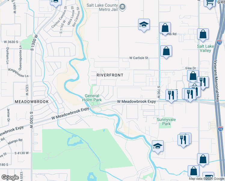 map of restaurants, bars, coffee shops, grocery stores, and more near 3842 Salt River Way in South Salt Lake