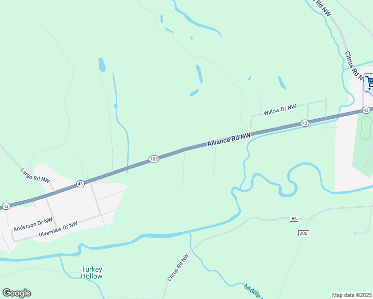 map of restaurants, bars, coffee shops, grocery stores, and more near 6870 Alliance Road Northwest in Malvern