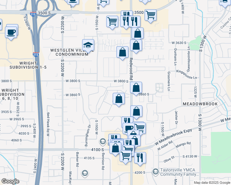 map of restaurants, bars, coffee shops, grocery stores, and more near 3852 South 1845 West in West Valley City