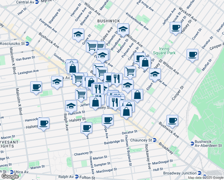 map of restaurants, bars, coffee shops, grocery stores, and more near in Brooklyn