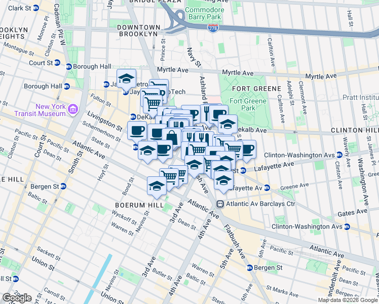 map of restaurants, bars, coffee shops, grocery stores, and more near in Brooklyn