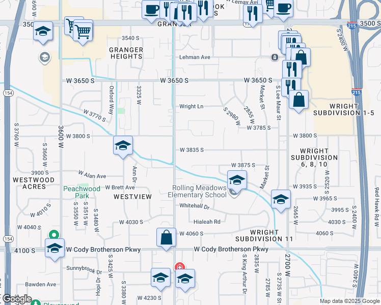 map of restaurants, bars, coffee shops, grocery stores, and more near 3165 West 3835 South in West Valley City