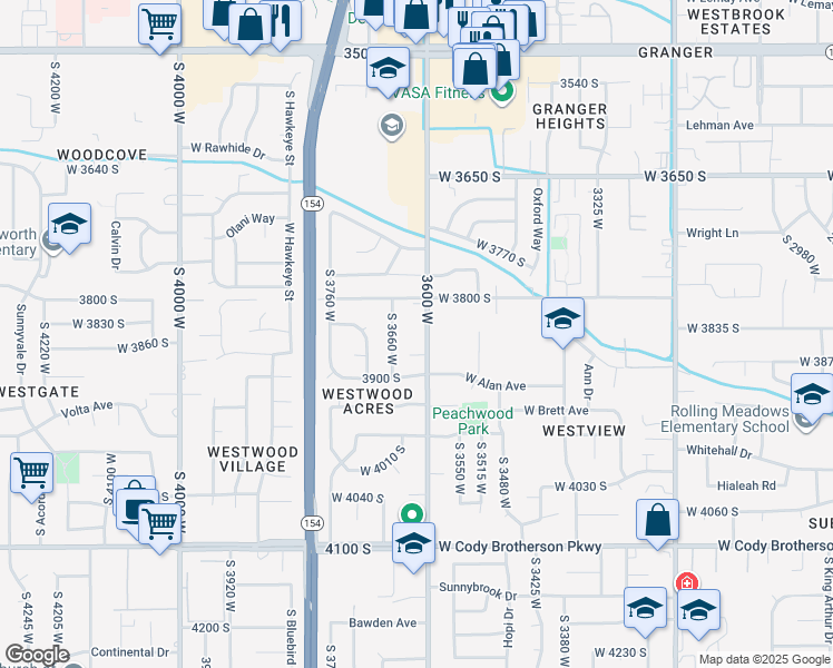 map of restaurants, bars, coffee shops, grocery stores, and more near 3848 3600 West in West Valley City