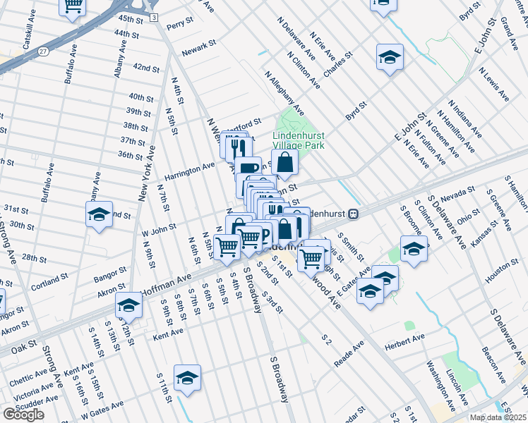 map of restaurants, bars, coffee shops, grocery stores, and more near 170 North Wellwood Avenue in Lindenhurst