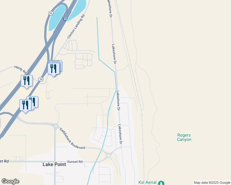 map of restaurants, bars, coffee shops, grocery stores, and more near 8761 Lakeshore Drive in Lake Point