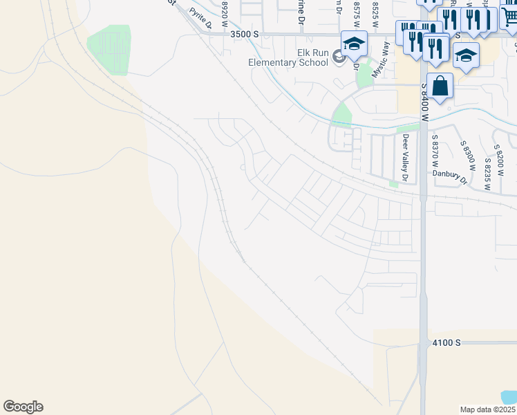 map of restaurants, bars, coffee shops, grocery stores, and more near 3838 South Mcelroy Road in Magna