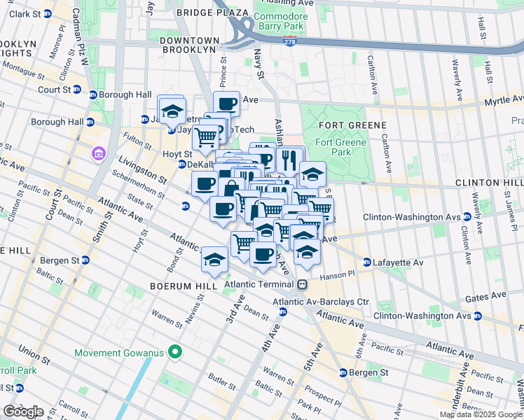 map of restaurants, bars, coffee shops, grocery stores, and more near in Brooklyn