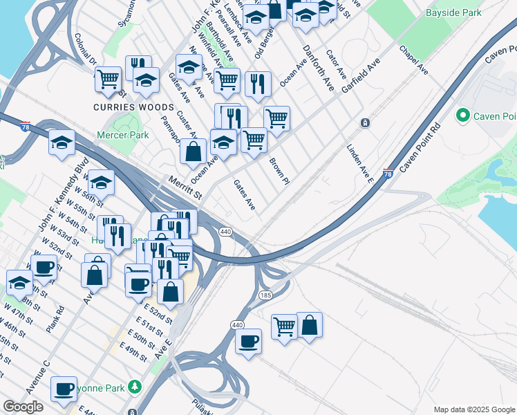 map of restaurants, bars, coffee shops, grocery stores, and more near 27 Seaview Avenue in Jersey City
