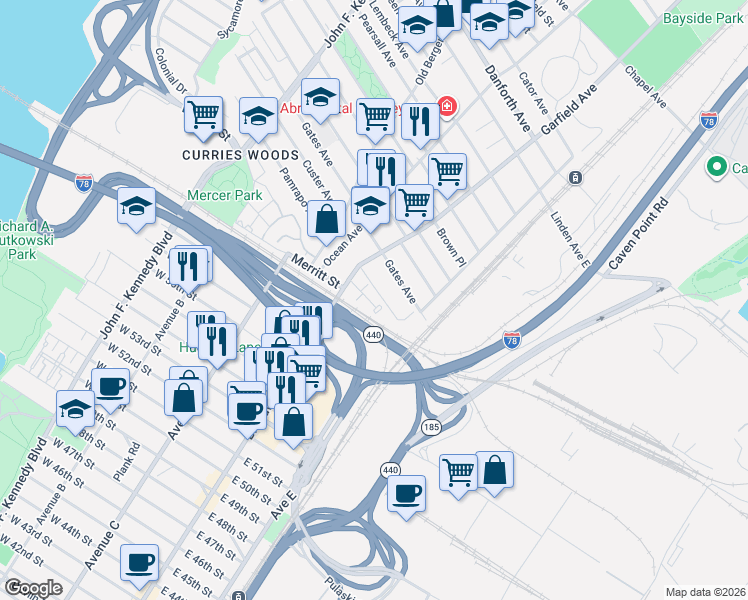 map of restaurants, bars, coffee shops, grocery stores, and more near 5 Catherine Court in Jersey City