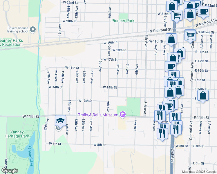 map of restaurants, bars, coffee shops, grocery stores, and more near 1402 9th Avenue in Kearney