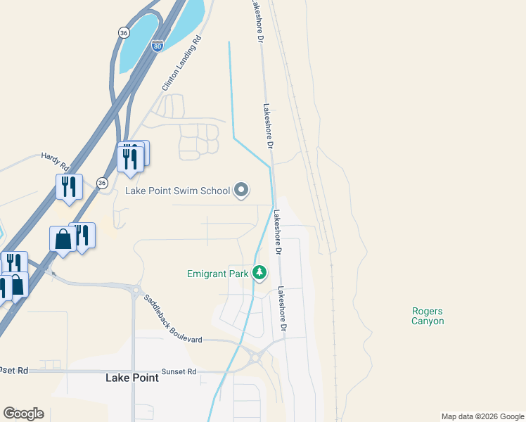 map of restaurants, bars, coffee shops, grocery stores, and more near 2045 Pheasant Lane in Lake Point