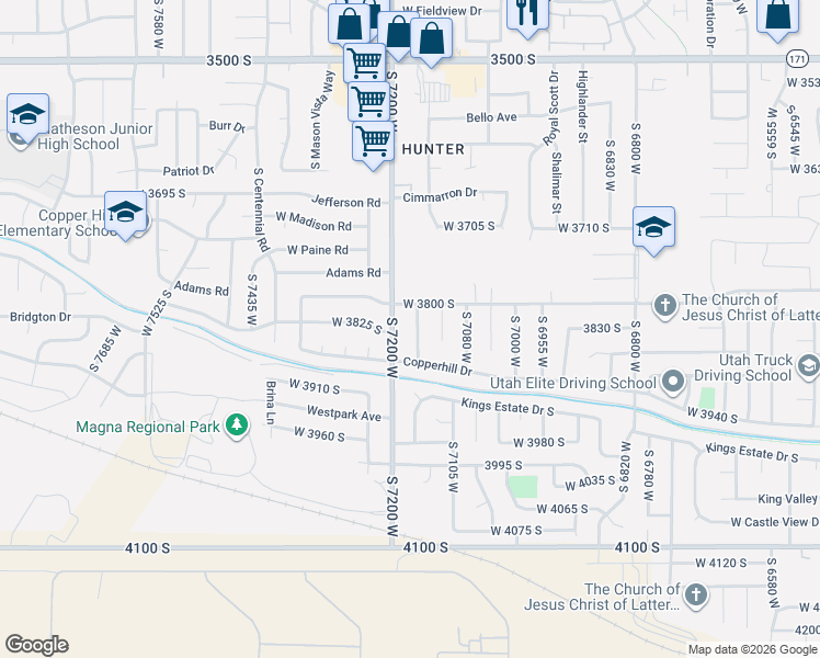 map of restaurants, bars, coffee shops, grocery stores, and more near 3809 South 7160 West in West Valley City