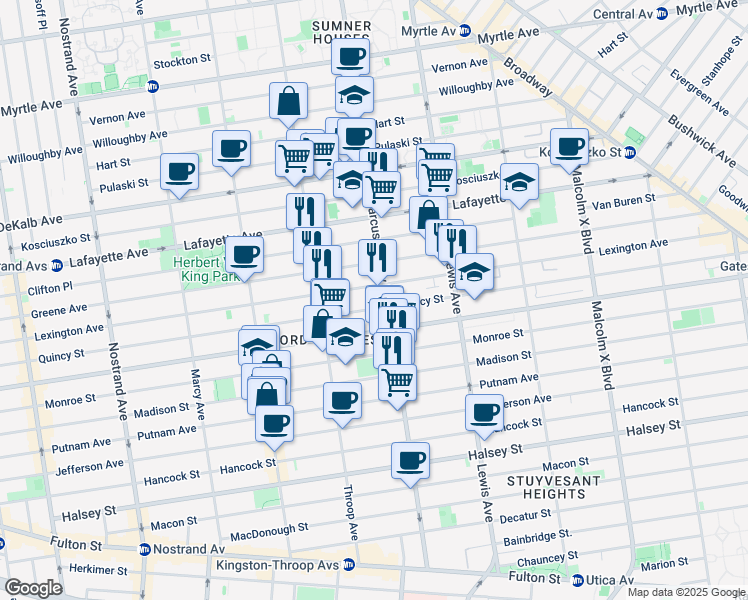 map of restaurants, bars, coffee shops, grocery stores, and more near in Brooklyn