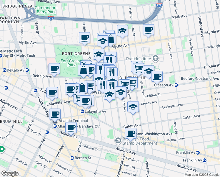 map of restaurants, bars, coffee shops, grocery stores, and more near in Brooklyn