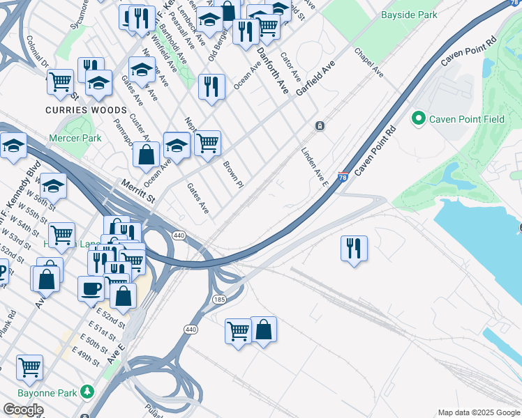 map of restaurants, bars, coffee shops, grocery stores, and more near 234 Princeton Avenue in Jersey City