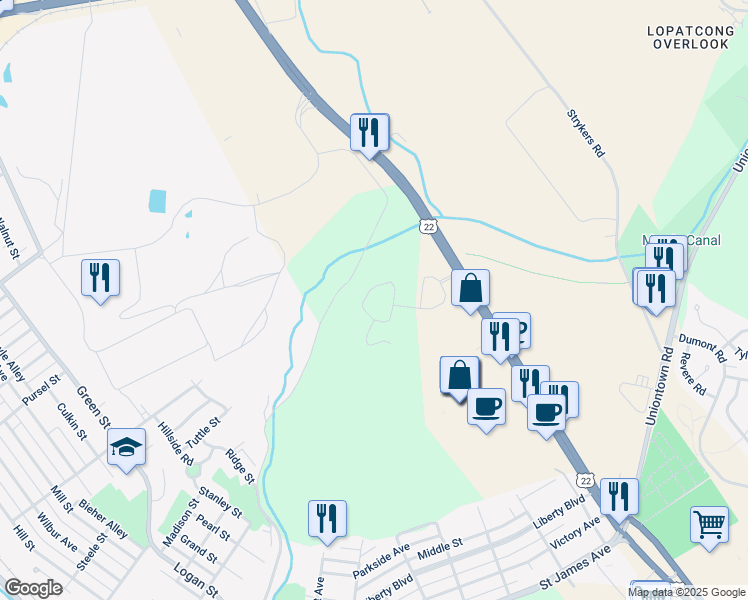 map of restaurants, bars, coffee shops, grocery stores, and more near 113 Aspen Lane in Phillipsburg