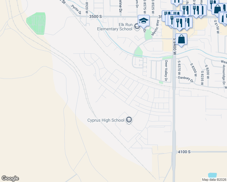 map of restaurants, bars, coffee shops, grocery stores, and more near 3701 Wind Dancer Court West in Magna