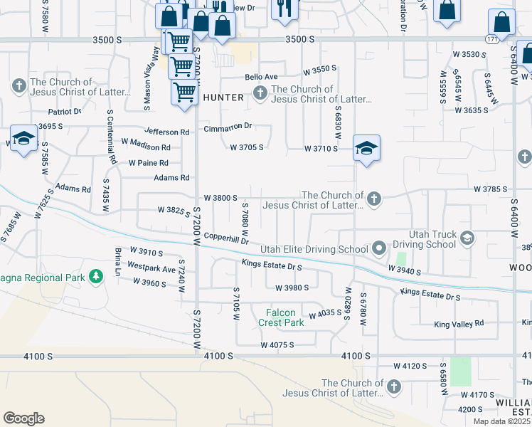 map of restaurants, bars, coffee shops, grocery stores, and more near 7031 West 3800 South in West Valley City