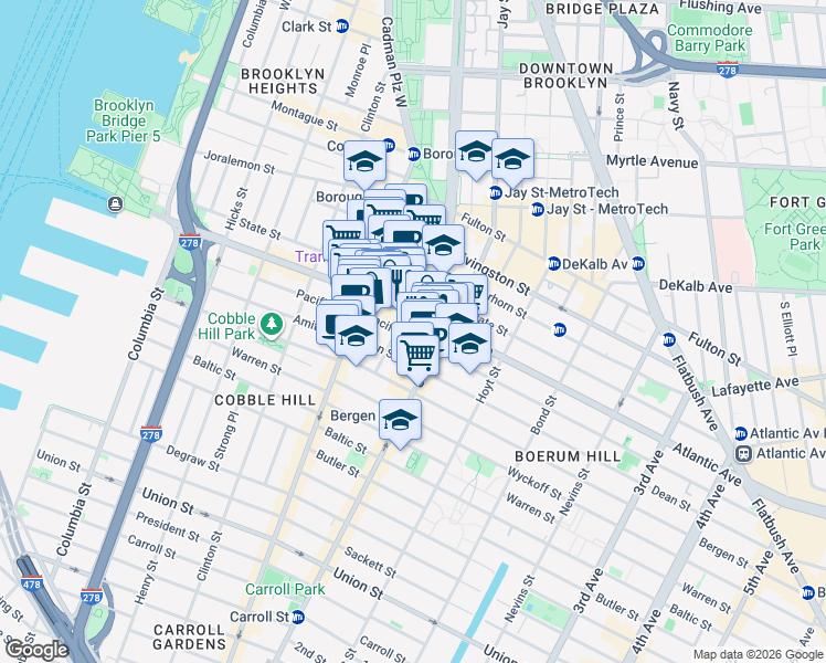 map of restaurants, bars, coffee shops, grocery stores, and more near in Brooklyn