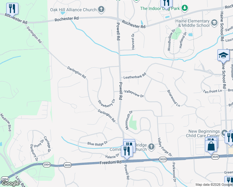 map of restaurants, bars, coffee shops, grocery stores, and more near 217 Strawberry Circle in Cranberry Township