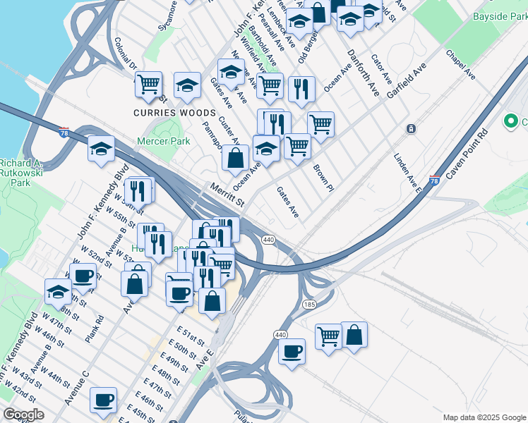 map of restaurants, bars, coffee shops, grocery stores, and more near 3 Catherine Court in Jersey City
