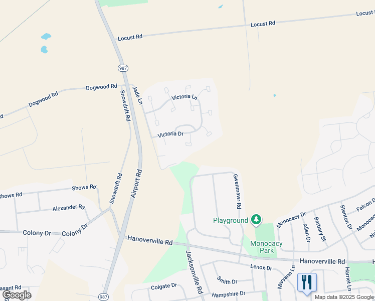 map of restaurants, bars, coffee shops, grocery stores, and more near 6943 Valencia Square in Bethlehem