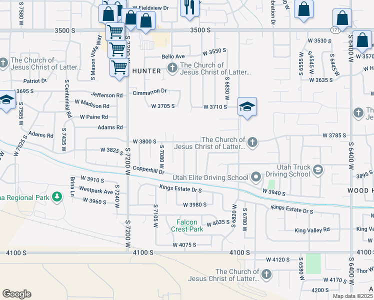 map of restaurants, bars, coffee shops, grocery stores, and more near 6965 West 3800 South in West Valley City