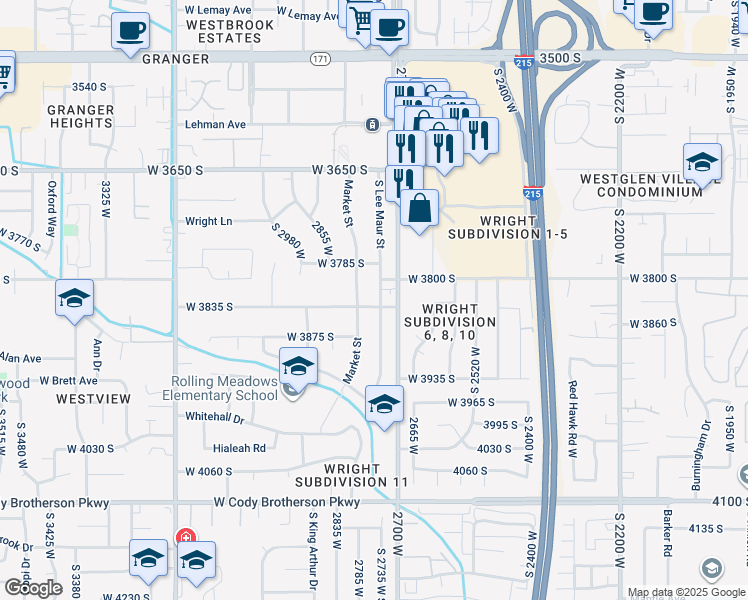 map of restaurants, bars, coffee shops, grocery stores, and more near 2754 West 3835 South in West Valley City