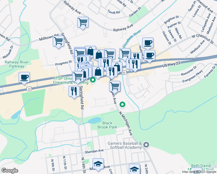 map of restaurants, bars, coffee shops, grocery stores, and more near 654 North Michigan Avenue in Kenilworth