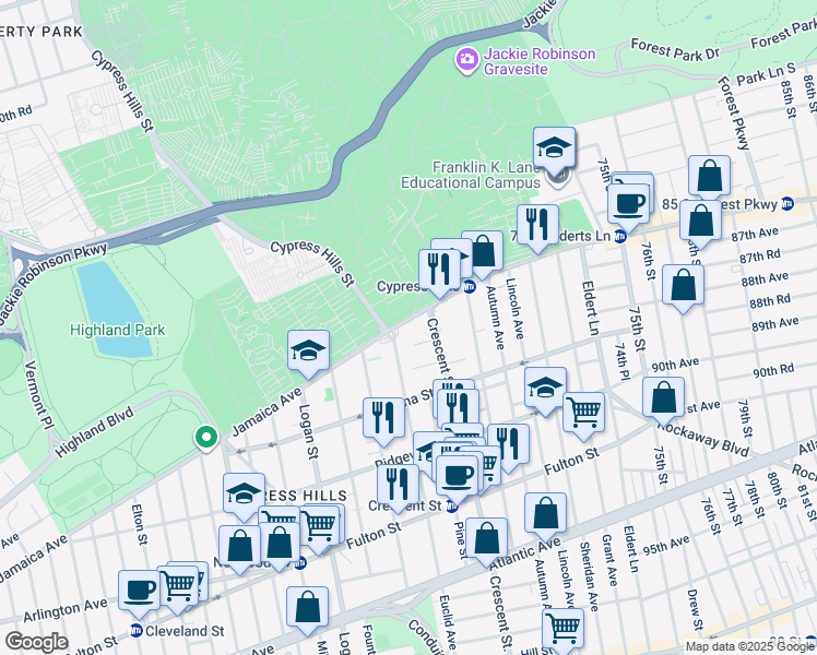 map of restaurants, bars, coffee shops, grocery stores, and more near in Brooklyn