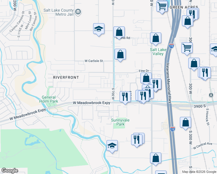 map of restaurants, bars, coffee shops, grocery stores, and more near 719 Kirkbride Avenue in South Salt Lake