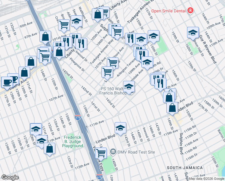 map of restaurants, bars, coffee shops, grocery stores, and more near in Queens