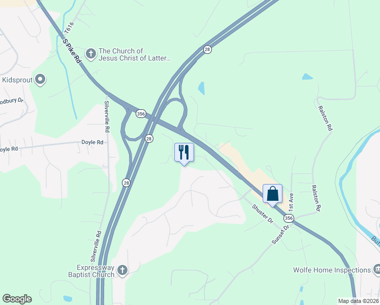 map of restaurants, bars, coffee shops, grocery stores, and more near 392 Shuster Dr in Freeport