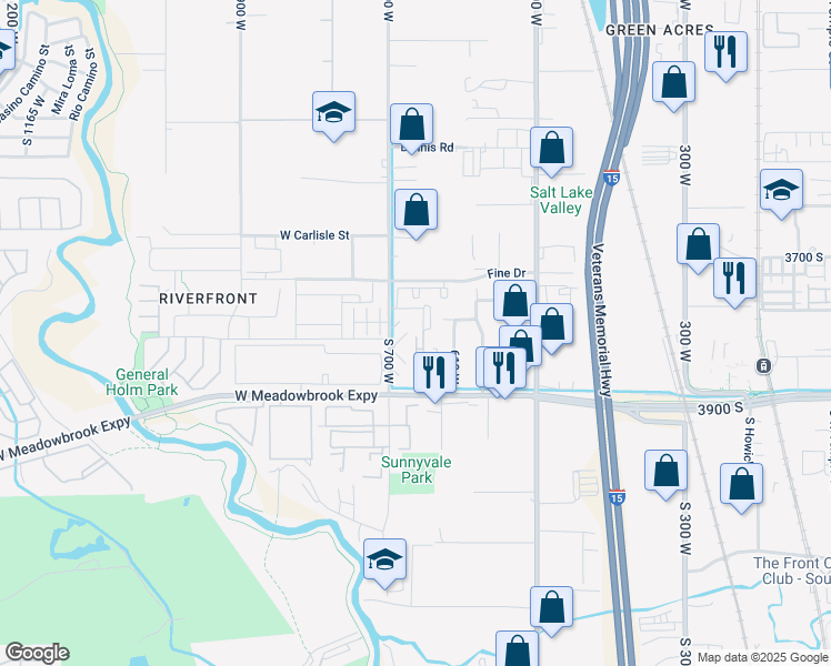 map of restaurants, bars, coffee shops, grocery stores, and more near 3825 South 700 West in South Salt Lake