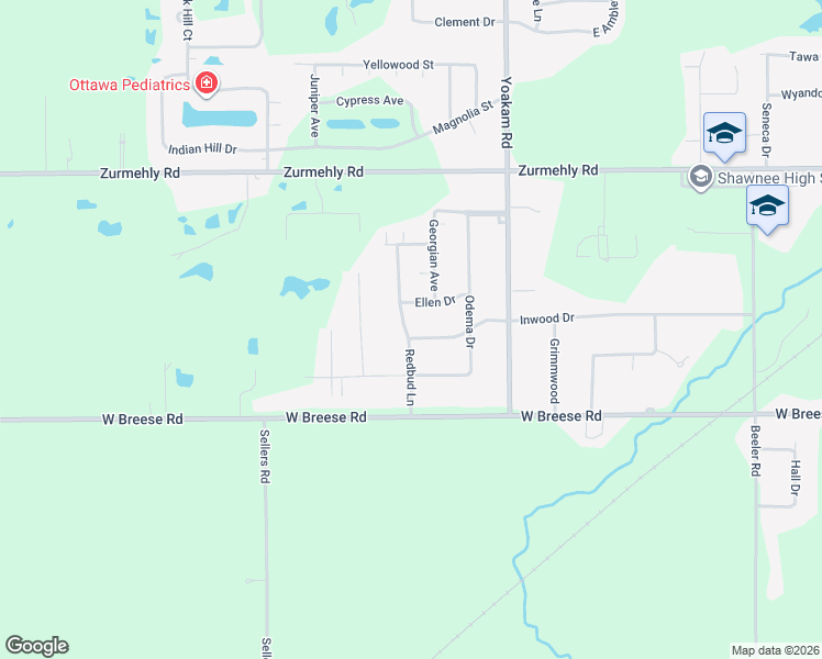 map of restaurants, bars, coffee shops, grocery stores, and more near 3509 Redbud Lane in Cridersville